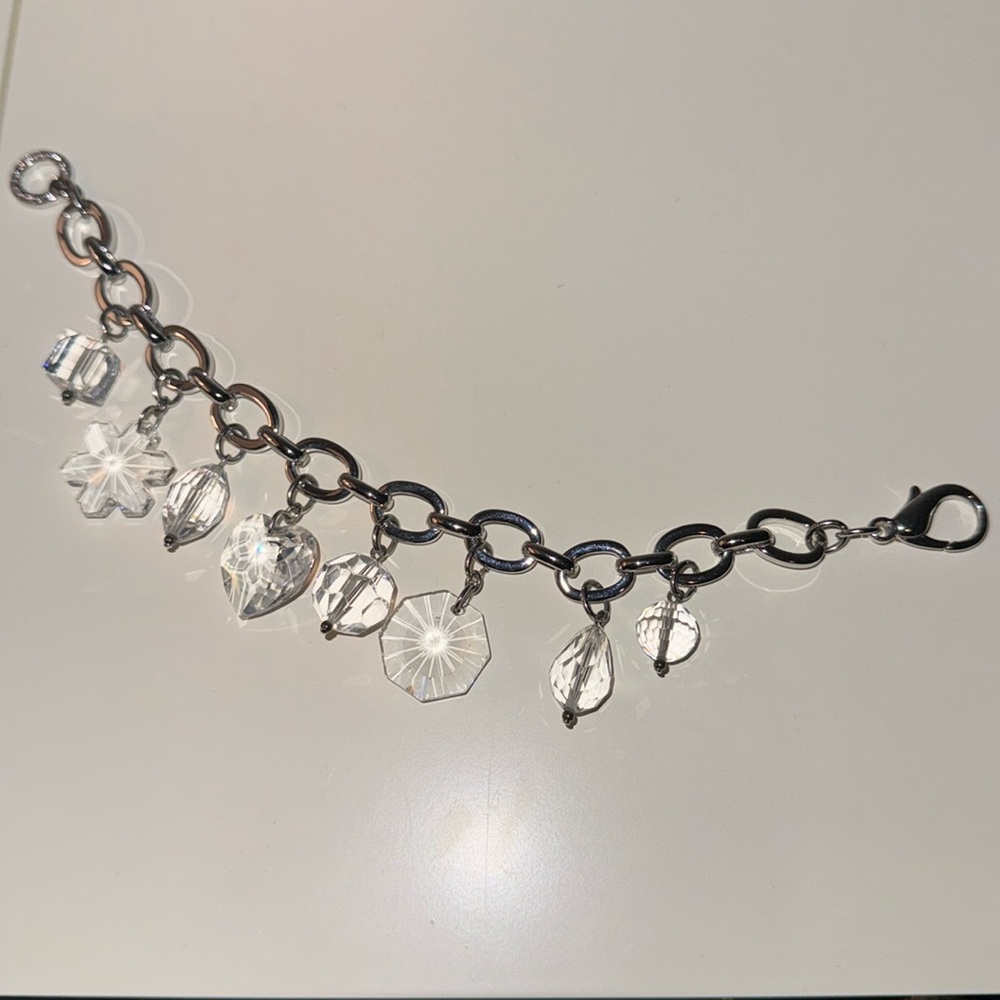 Swarovski Silver Crystal Charm Bracelet with Dust Bag